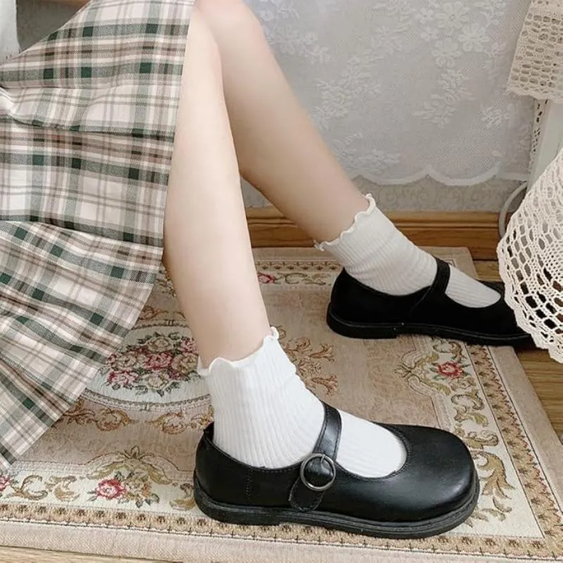 6 Pack Ruffle Cotton Knitted Socks – Soft and Stylish