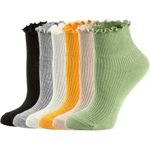6 Pack Ruffle Cotton Knitted Socks – Soft and Stylish