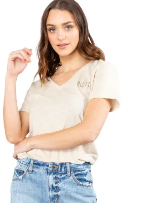 Abbie Vee Neck Short Sleeve Tee - Light Fennel