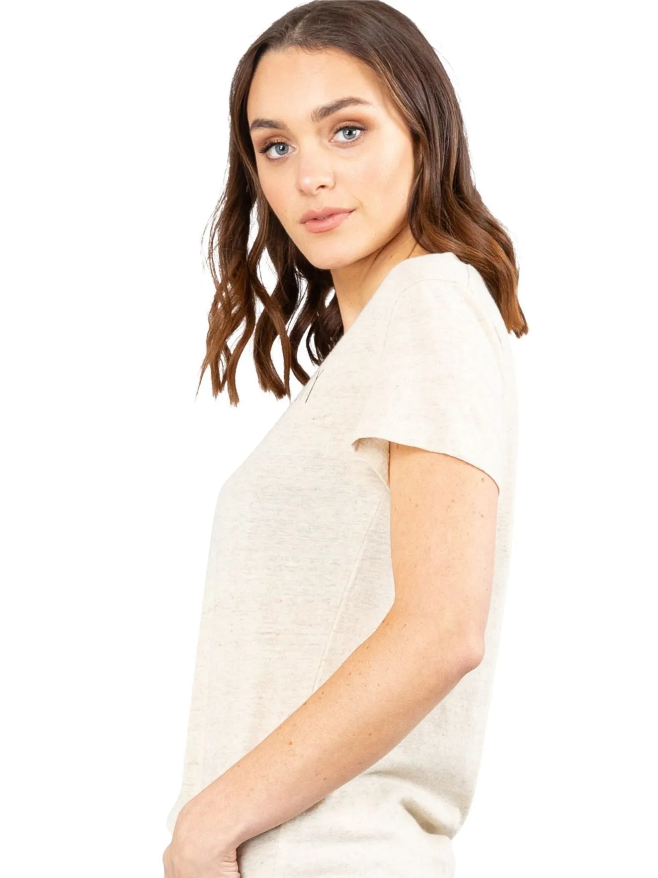 Abbie Vee Neck Short Sleeve Tee - Light Fennel
