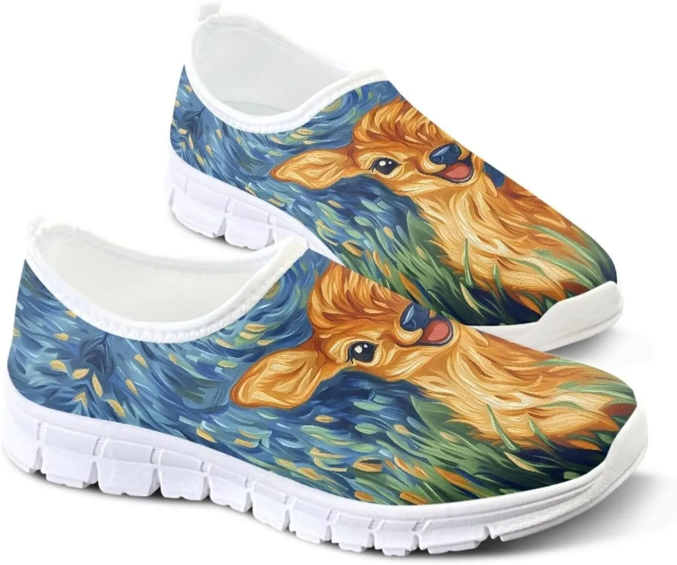 Animals Sneakers for Women Slip On Casual Breathable Lightweight Low Top Running Sneakers for Womens US 5.5-11.5