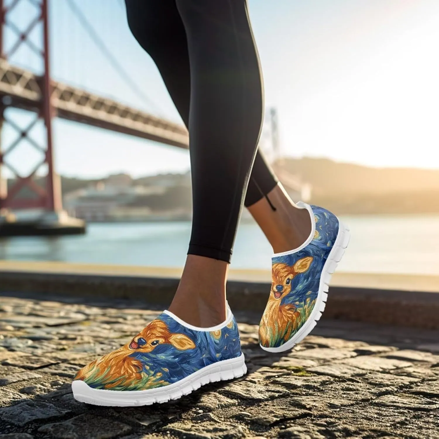 Animals Sneakers for Women Slip On Casual Breathable Lightweight Low Top Running Sneakers for Womens US 5.5-11.5