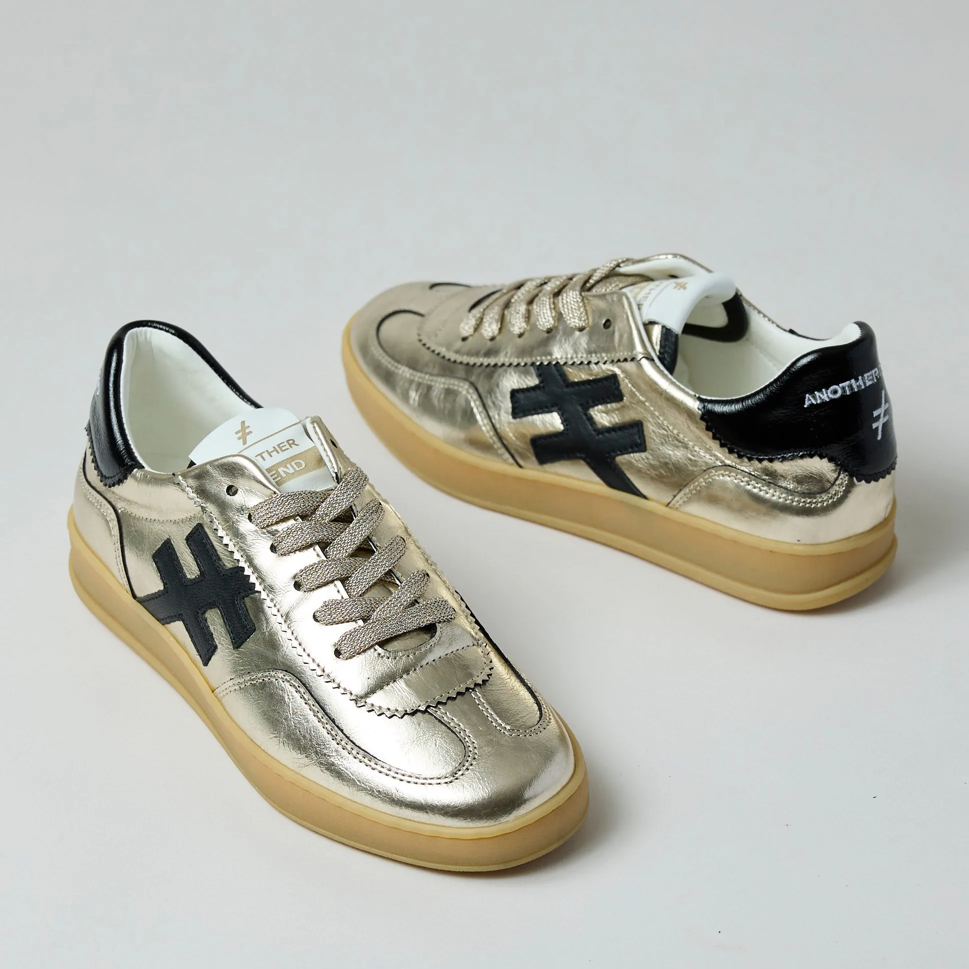 Another Trend Gold Metallic Leather Trainers