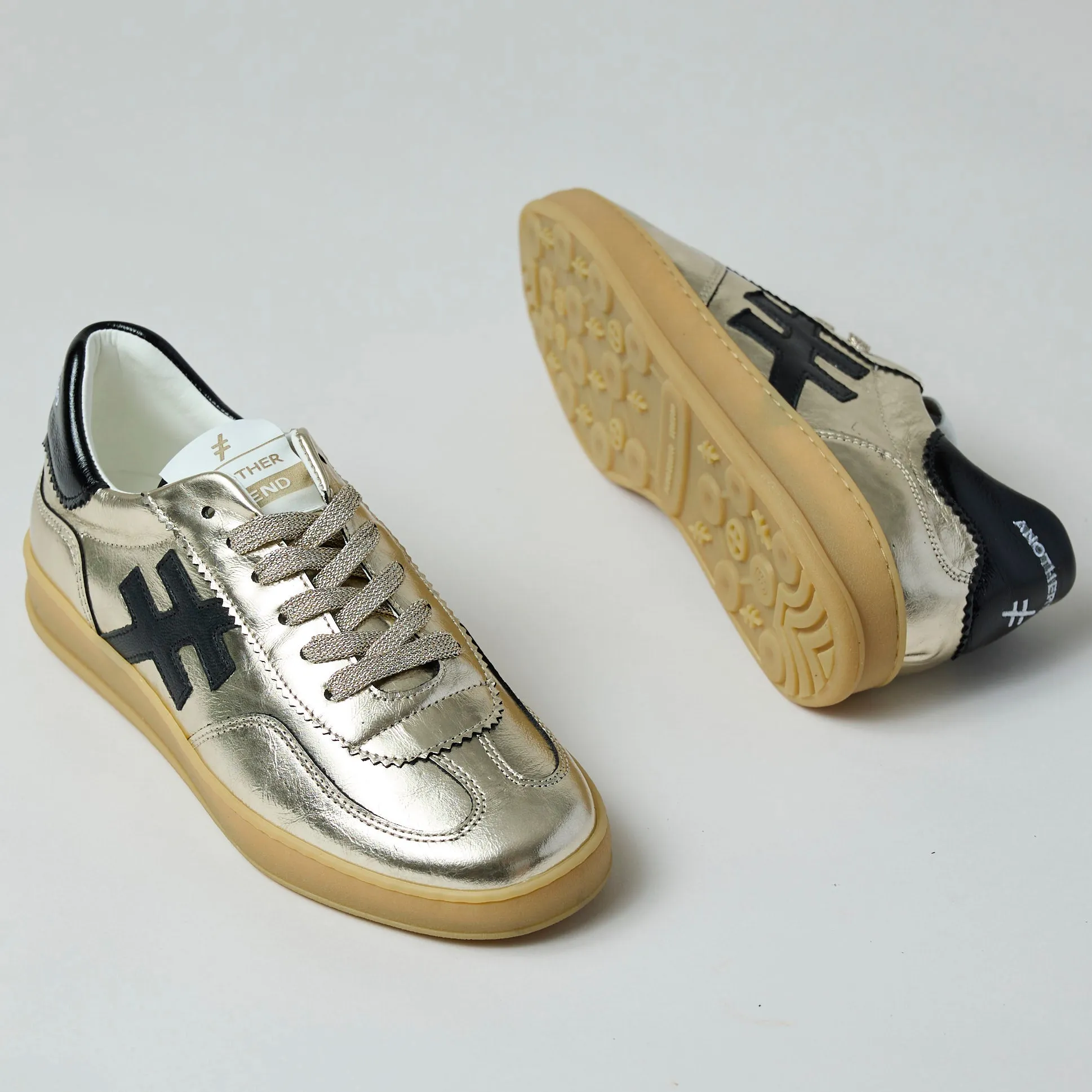 Another Trend Gold Metallic Leather Trainers