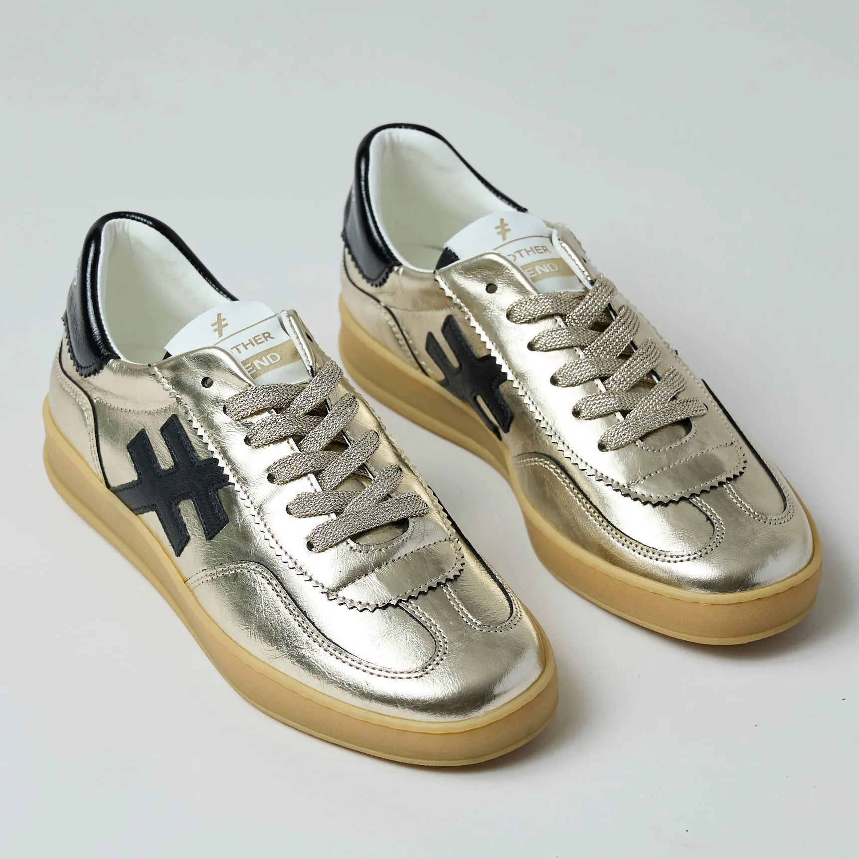 Another Trend Gold Metallic Leather Trainers