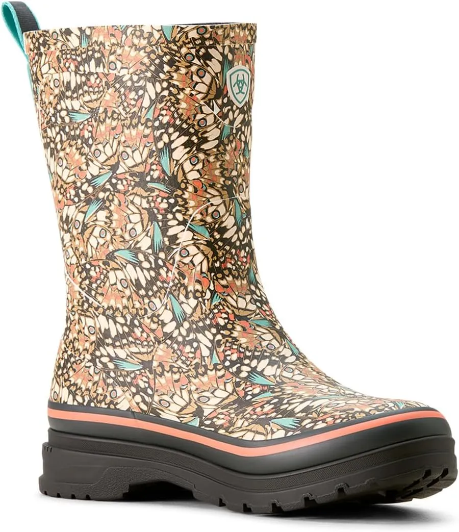 ARIAT Womens Kelmarsh Mid Graphic Rain Casual Boots Mid Calf Low Heel 1-2" - Grey