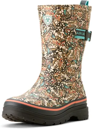ARIAT Womens Kelmarsh Mid Graphic Rain Casual Boots Mid Calf Low Heel 1-2" - Grey