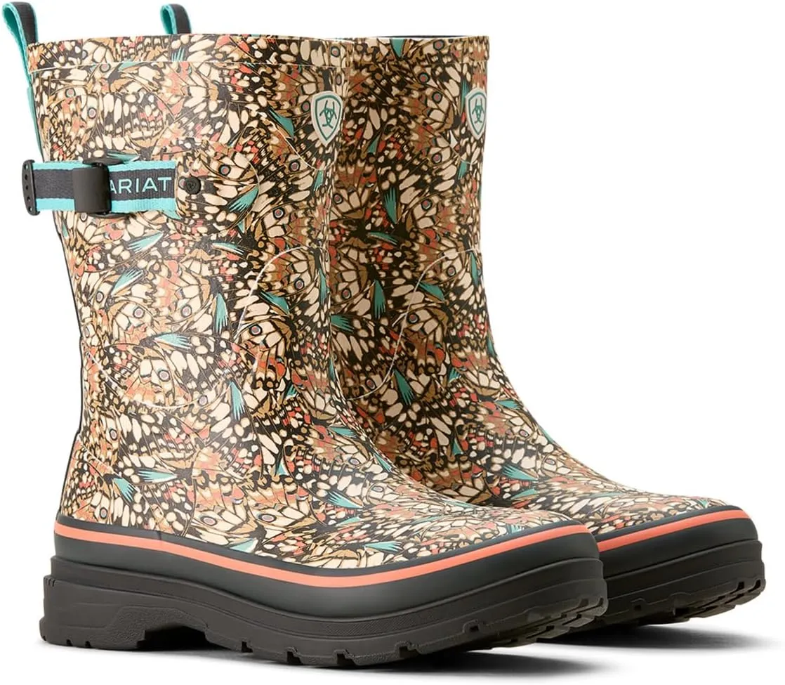 ARIAT Womens Kelmarsh Mid Graphic Rain Casual Boots Mid Calf Low Heel 1-2" - Grey