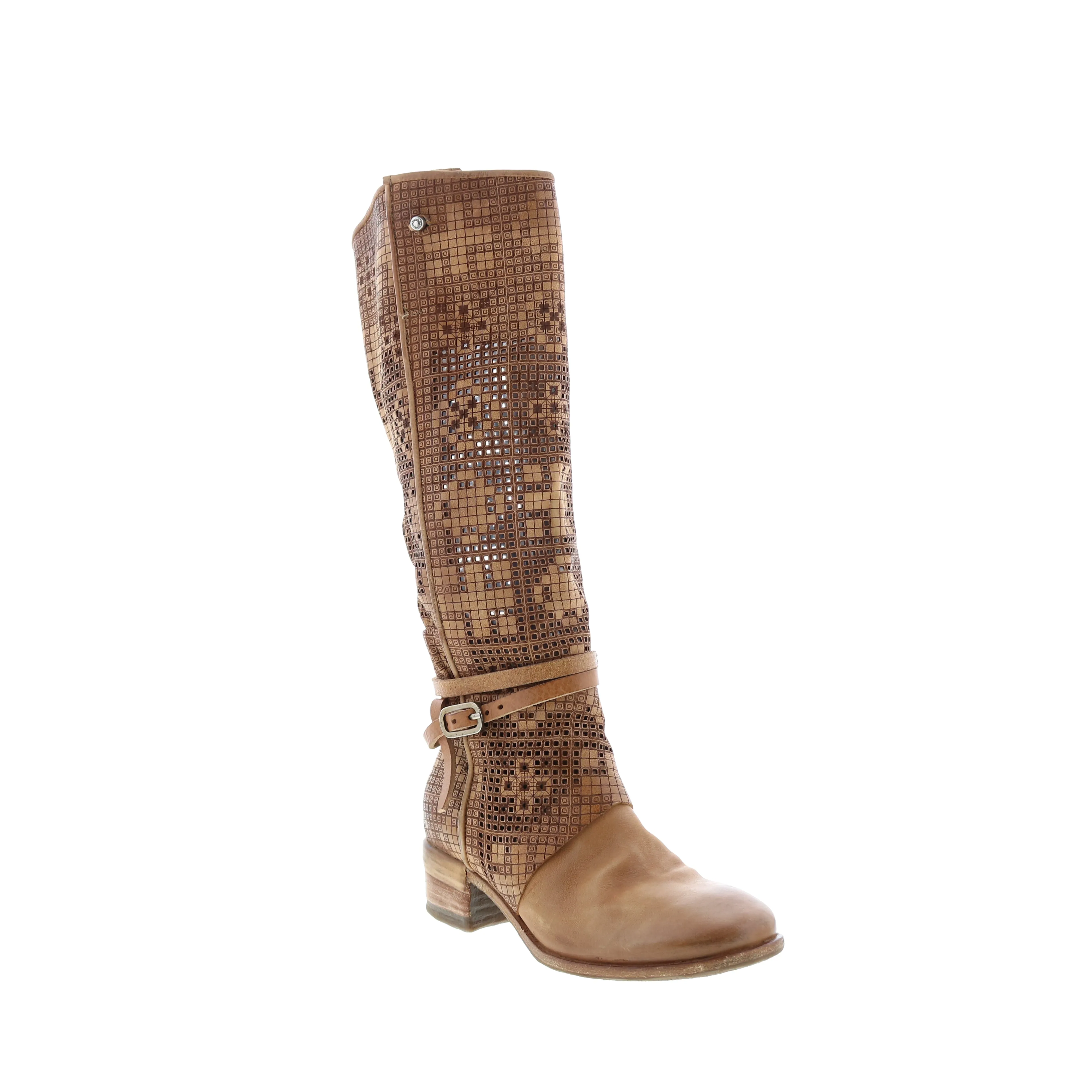 A.S. 98 Gene A40313-101 Womens Brown Leather Hook & Loop Knee High Boots