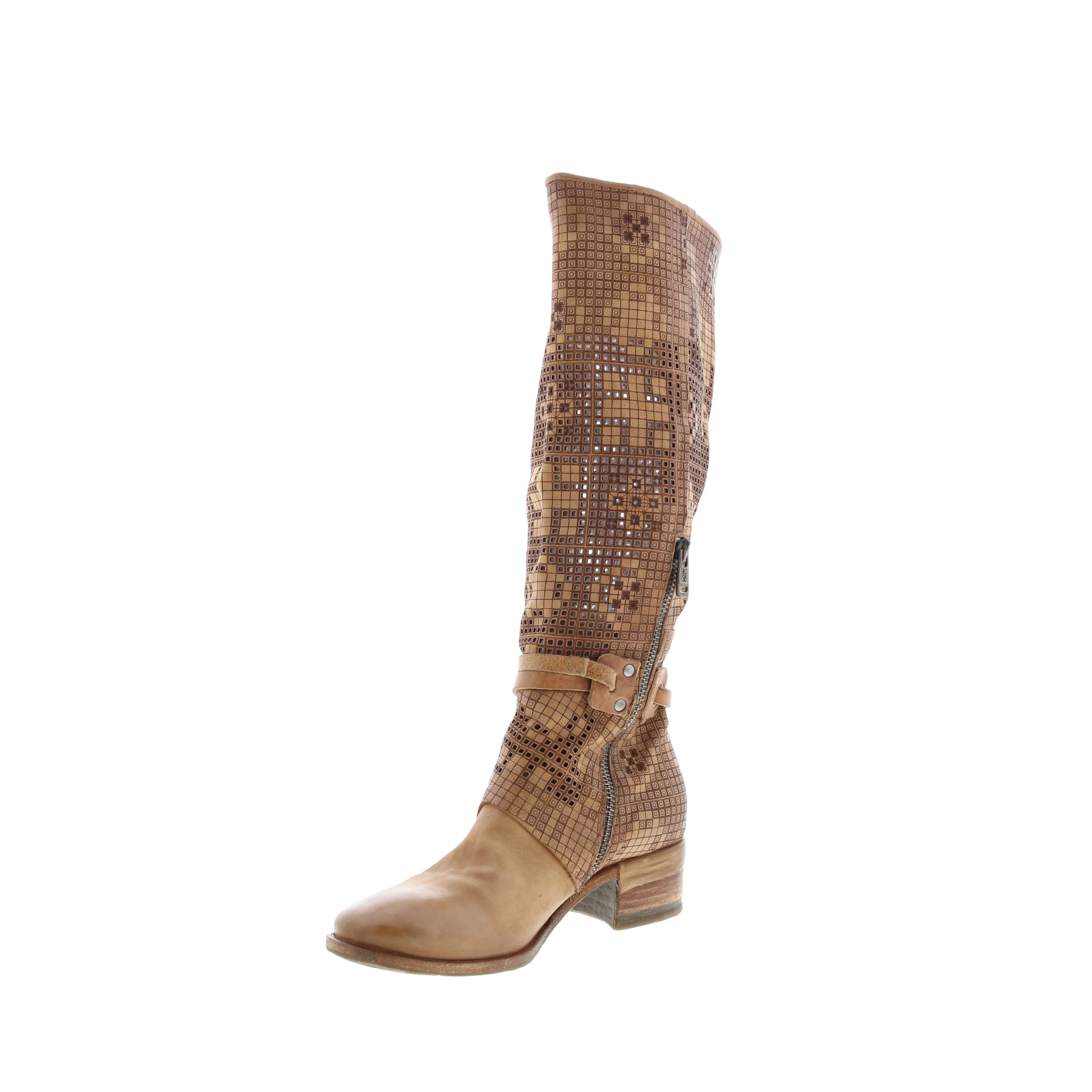 A.S. 98 Gene A40313-101 Womens Brown Leather Hook & Loop Knee High Boots