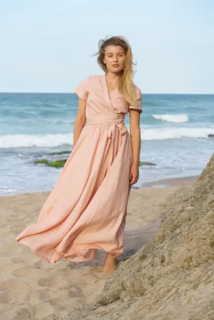 Ash Rose Linen Wrap Dress