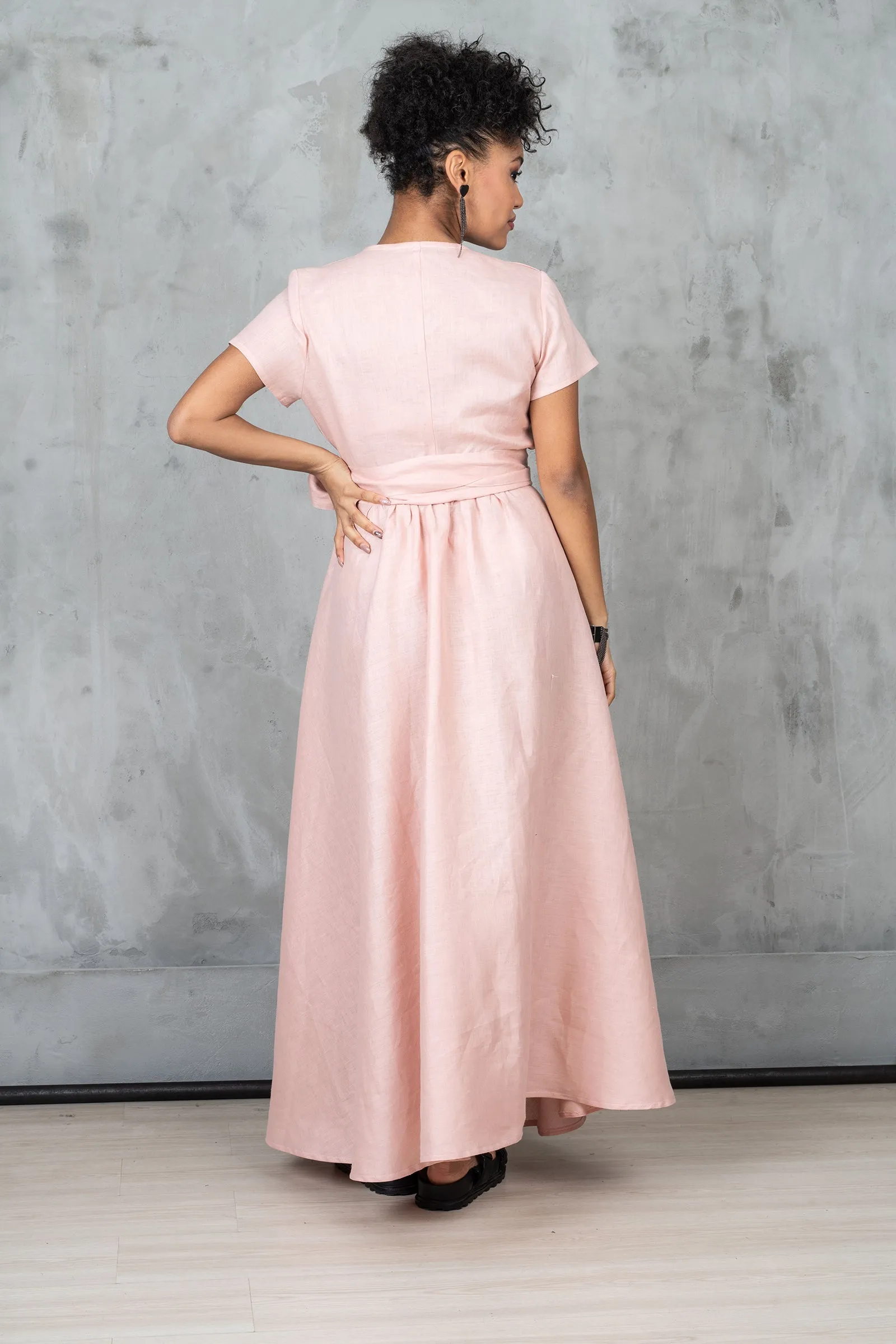 Ash Rose Linen Wrap Dress