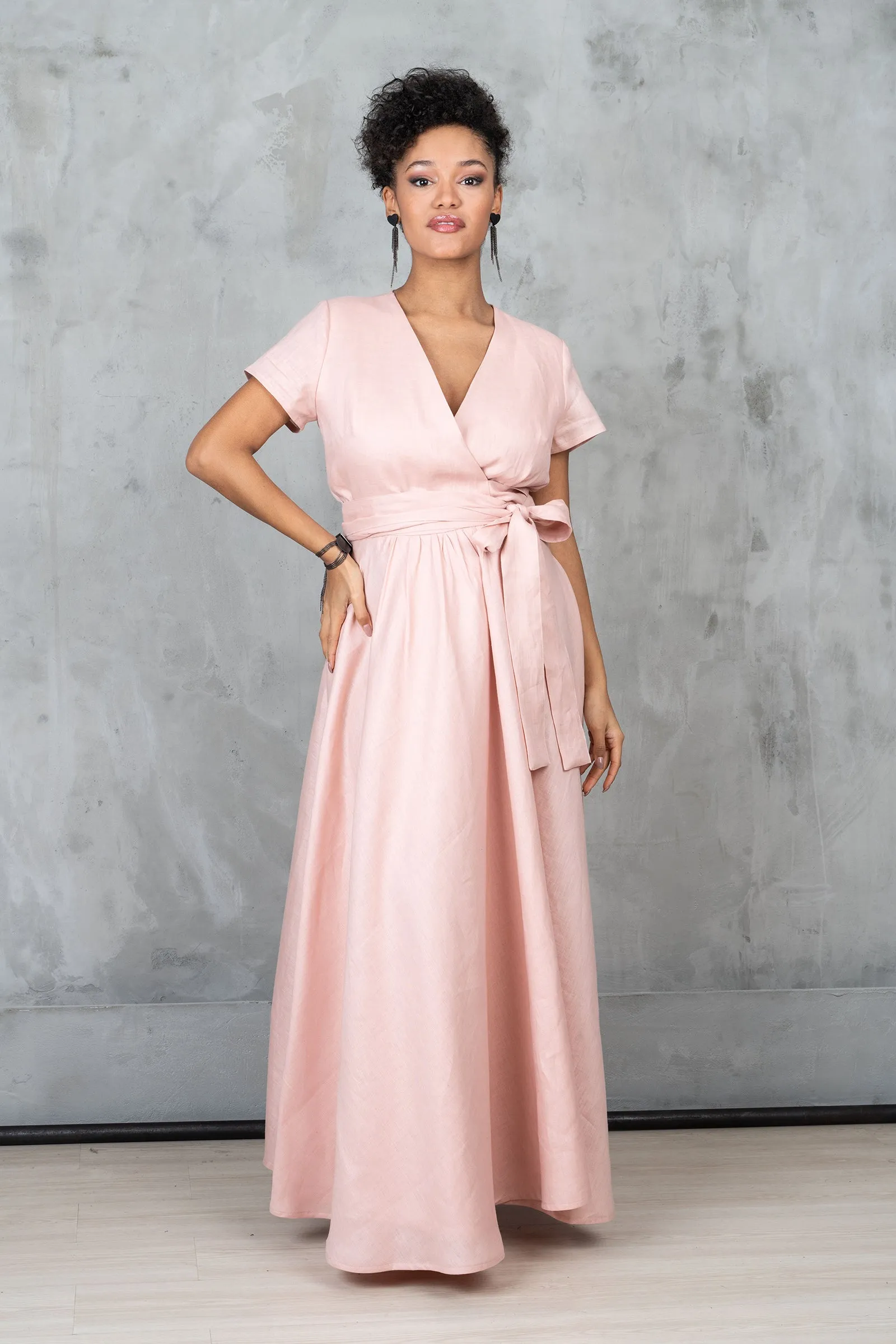 Ash Rose Linen Wrap Dress