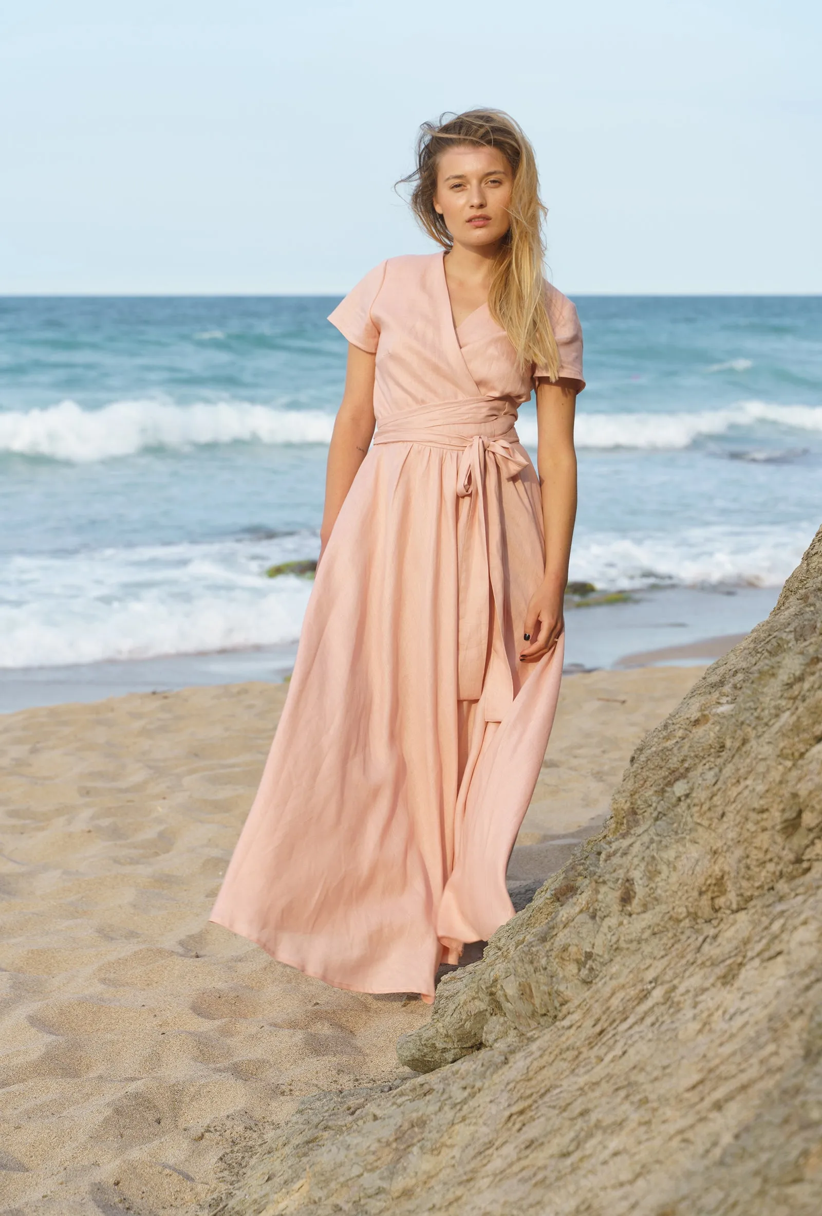 Ash Rose Linen Wrap Dress