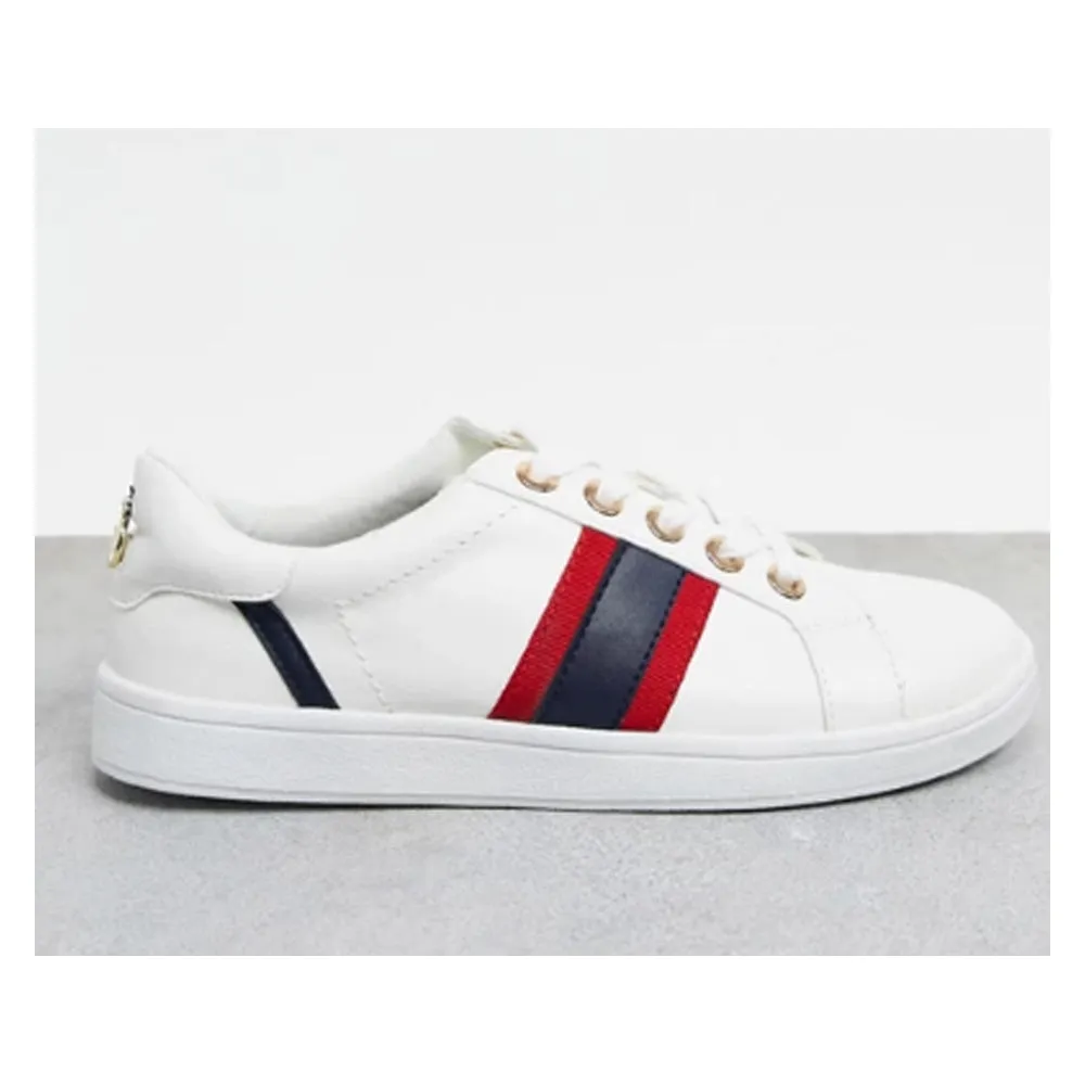 Asos- River Island Wide Fit Side Stripe Trainer White