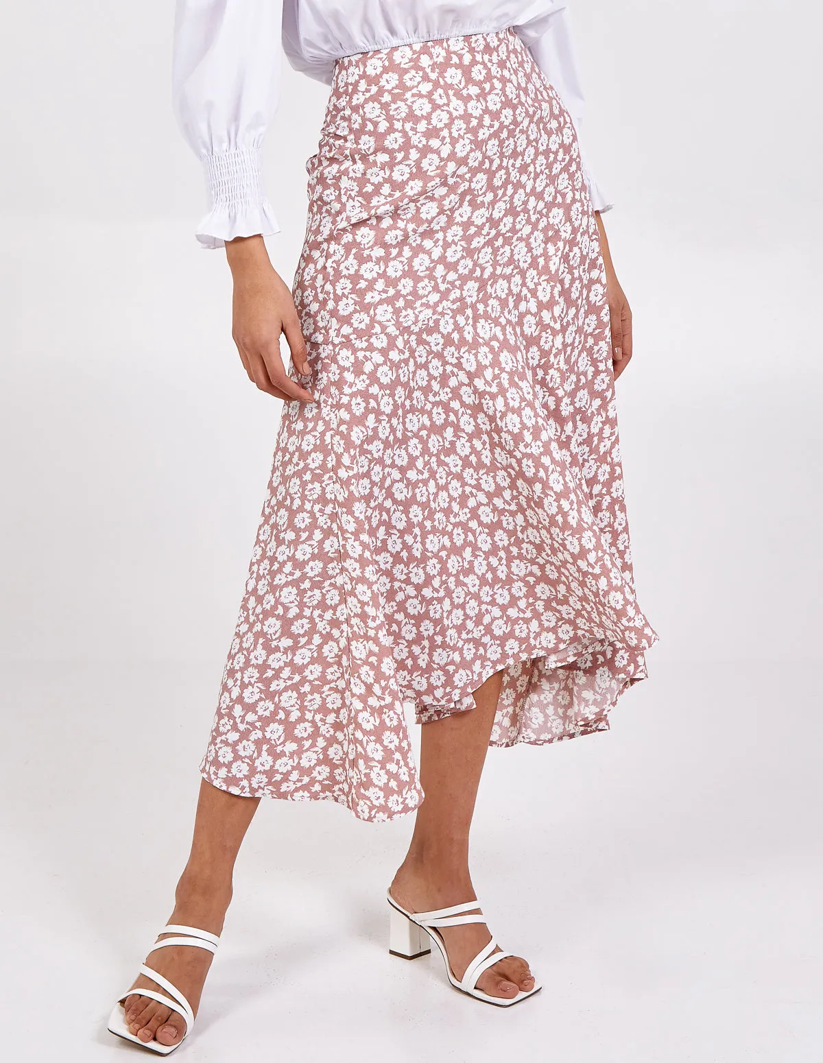 Asymmetric Seam Midi Skirt