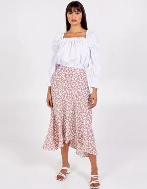 Asymmetric Seam Midi Skirt