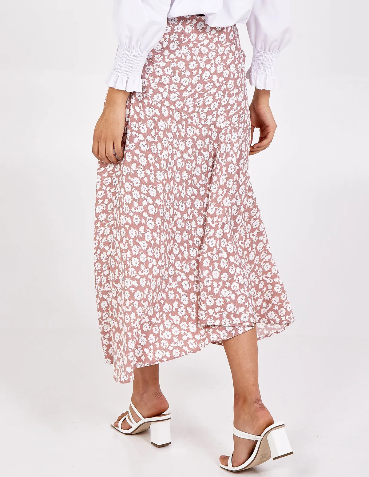 Asymmetric Seam Midi Skirt