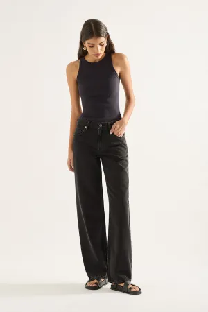 Avril Mid Slouchy Wide Jean Aged Black
