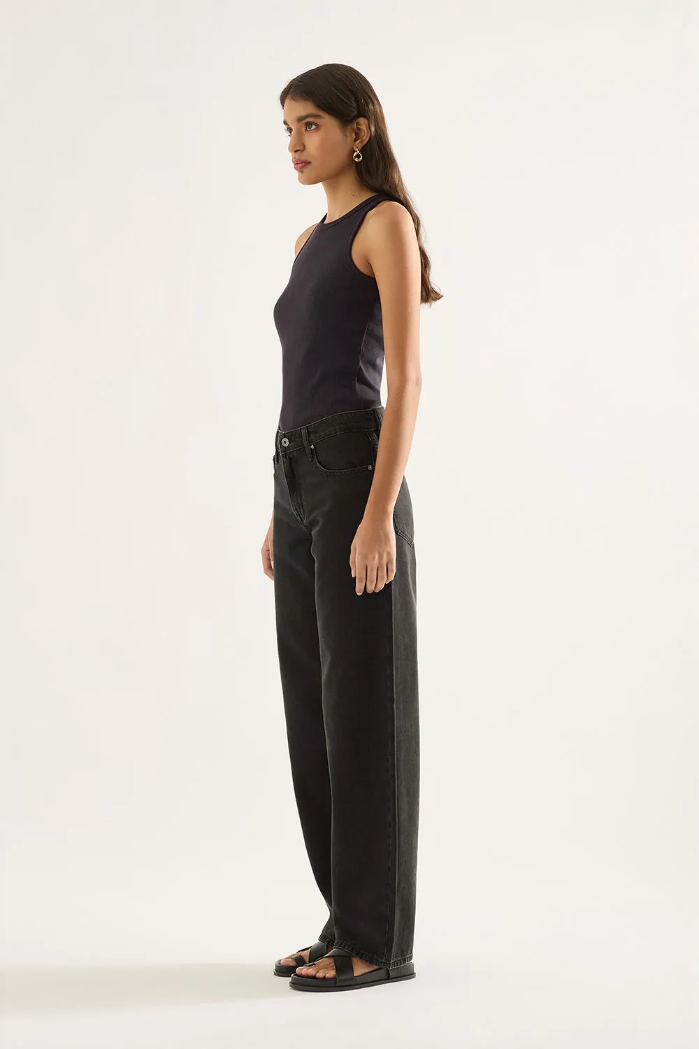 Avril Mid Slouchy Wide Jean Aged Black