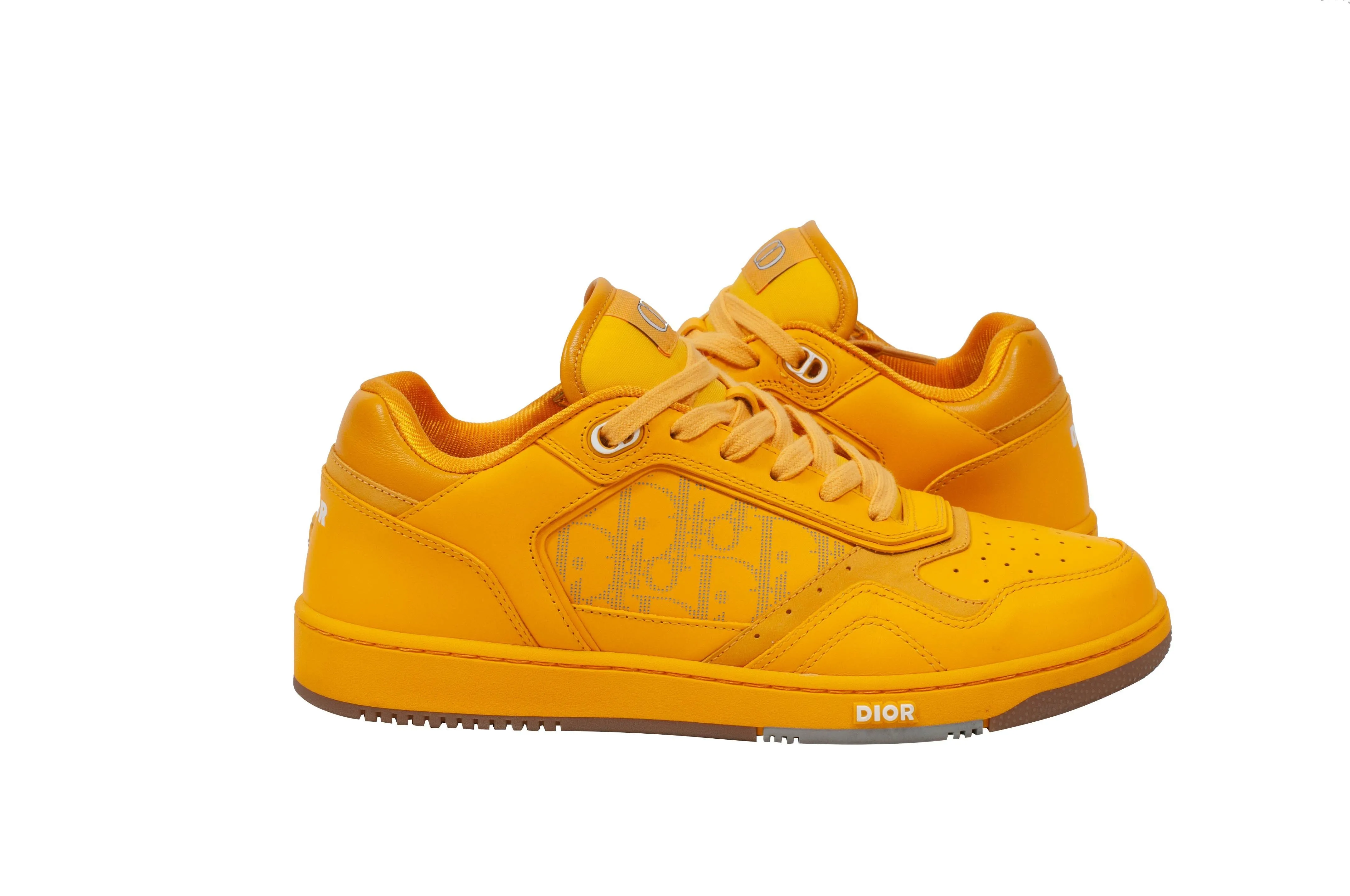B27 World Tour Yellow Leather Low Top Galaxy Oblique Sneakers
