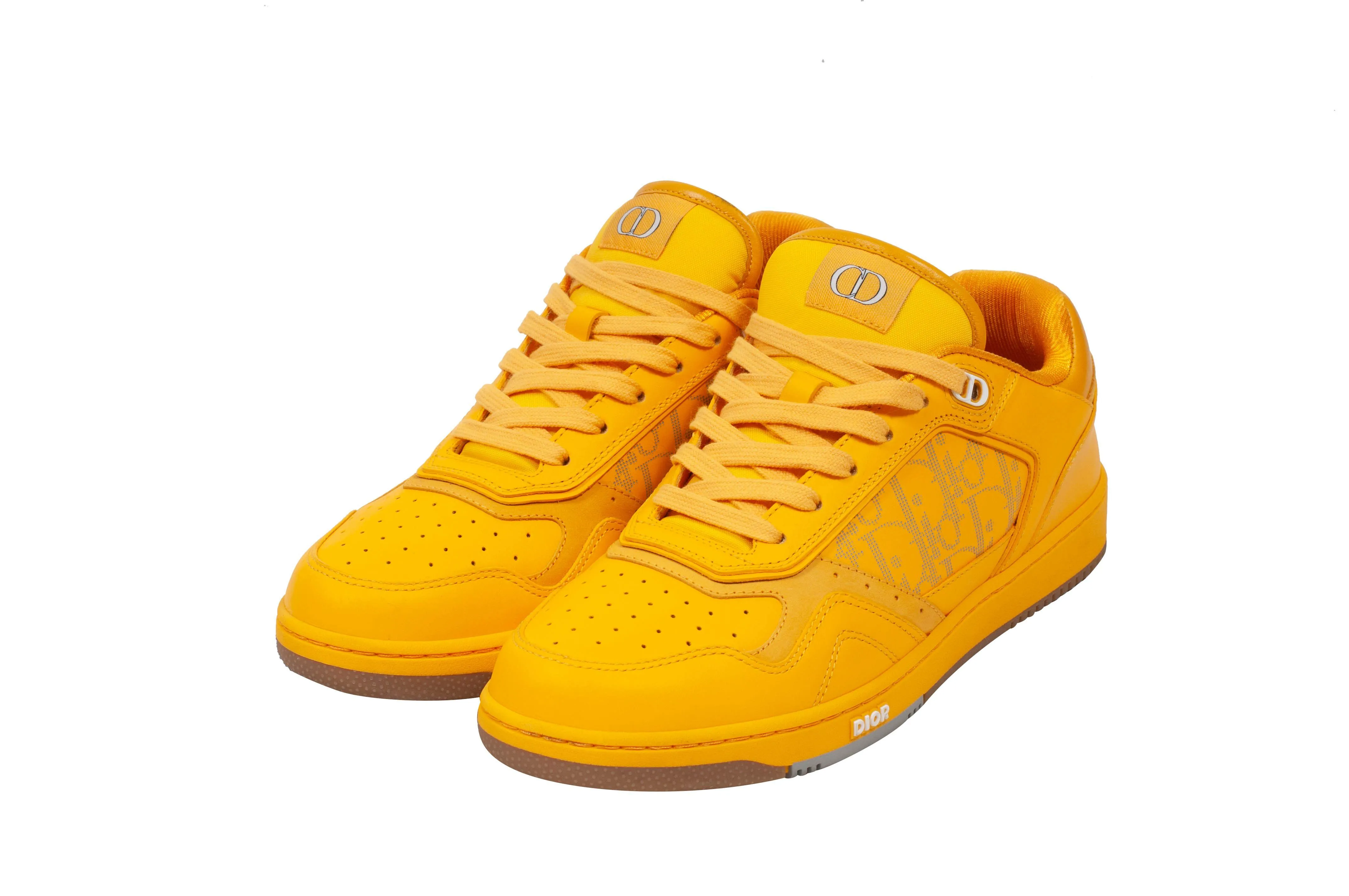 B27 World Tour Yellow Leather Low Top Galaxy Oblique Sneakers