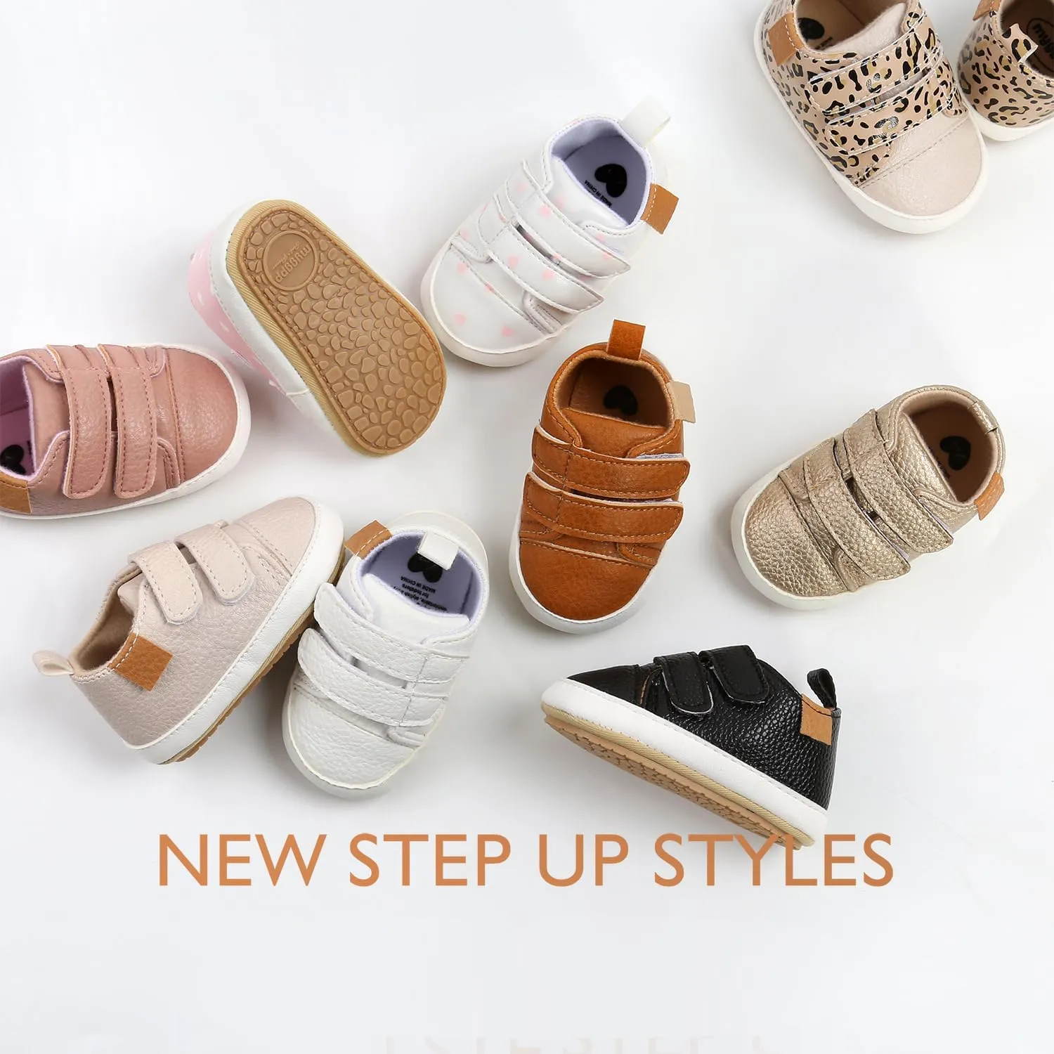 Baby Boys Girls Shoes Non-Slip Rubber Sole High-Top PU Leather Sneakers Infant First Walking Shoes Toddler Crib Shoes Newborn Loafers Flats.