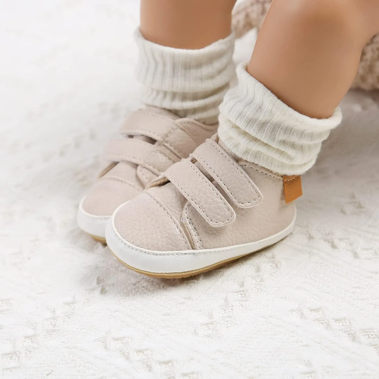 Baby Boys Girls Shoes Non-Slip Rubber Sole High-Top PU Leather Sneakers Infant First Walking Shoes Toddler Crib Shoes Newborn Loafers Flats.