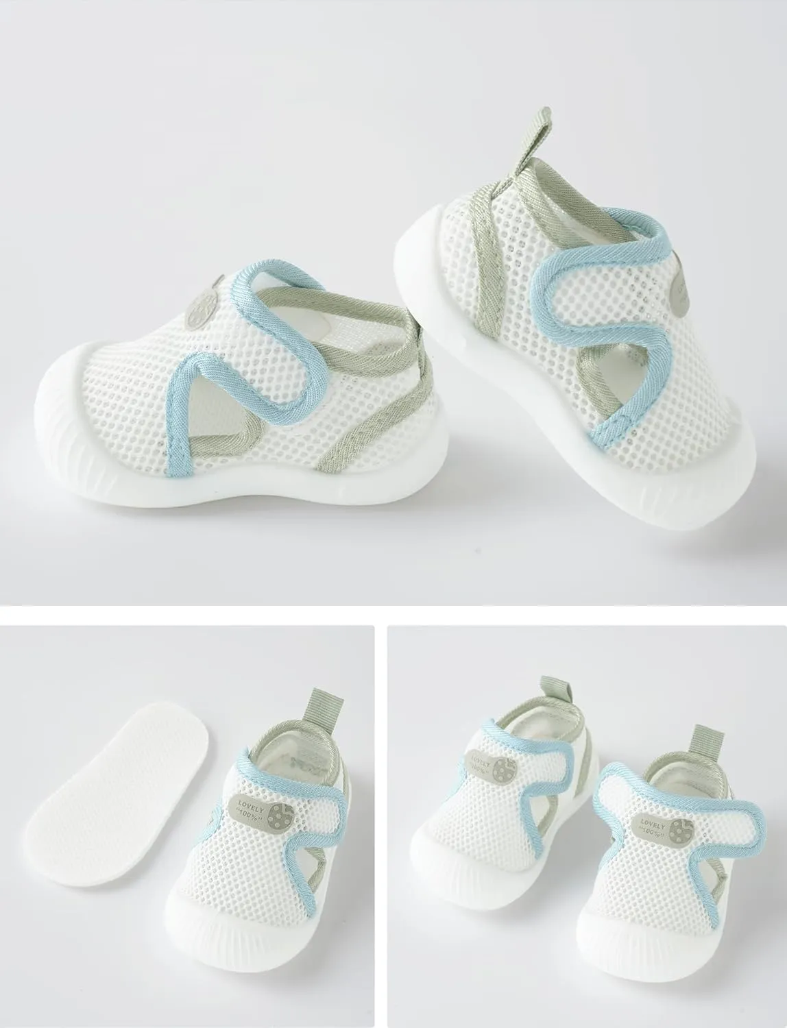 Baby Toddler First Walking Shoes Slip On Soft Sneakers Breathable Mesh Sandals Wide Toe Summer Shoes 6-36 Months