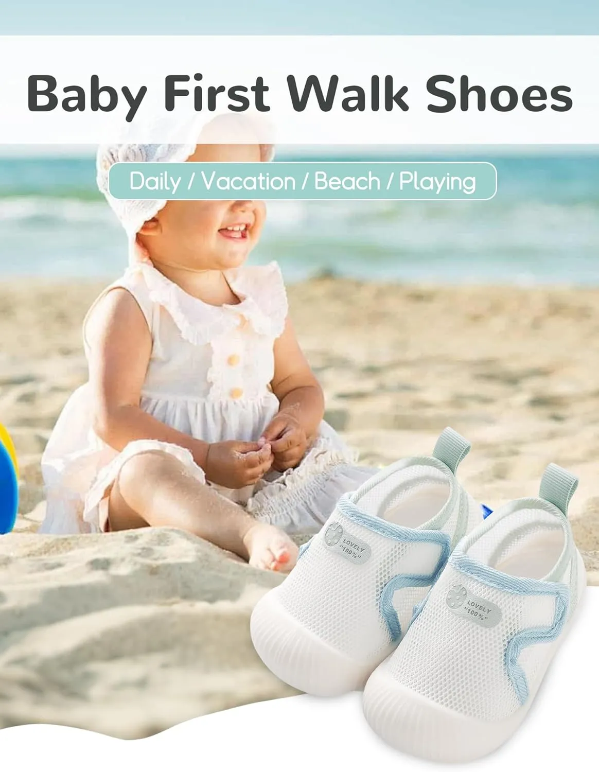 Baby Toddler First Walking Shoes Slip On Soft Sneakers Breathable Mesh Sandals Wide Toe Summer Shoes 6-36 Months