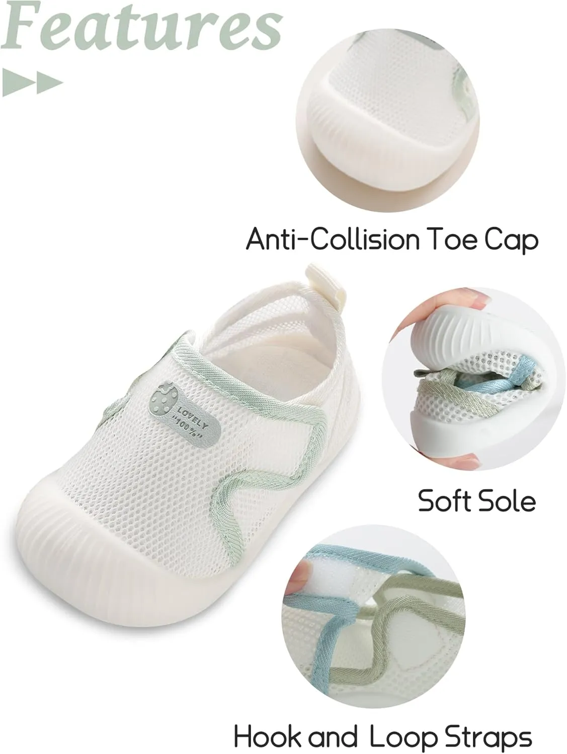 Baby Toddler First Walking Shoes Slip On Soft Sneakers Breathable Mesh Sandals Wide Toe Summer Shoes 6-36 Months