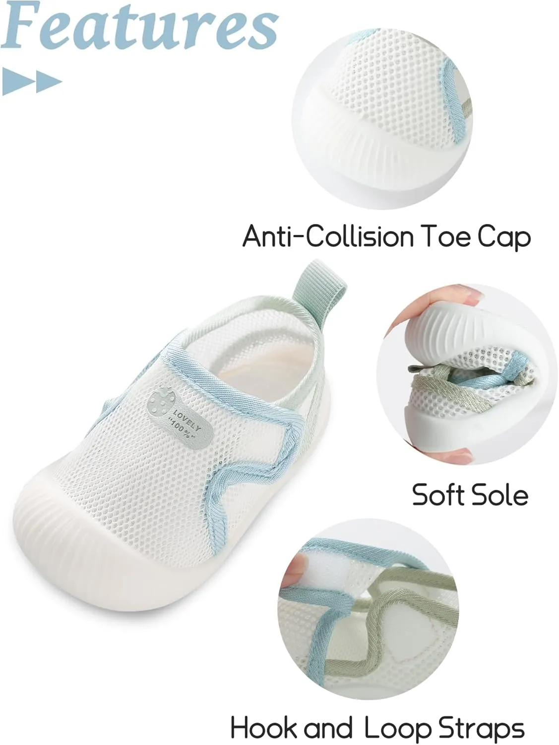 Baby Toddler First Walking Shoes Slip On Soft Sneakers Breathable Mesh Sandals Wide Toe Summer Shoes 6-36 Months