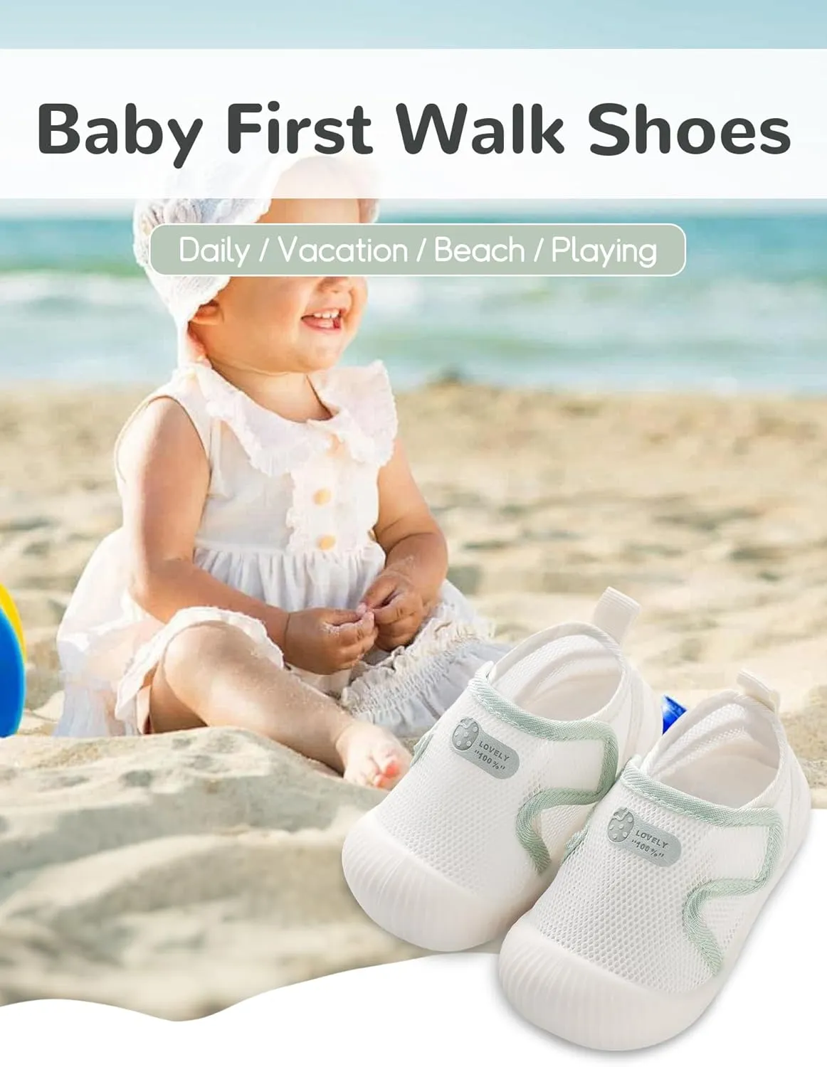 Baby Toddler First Walking Shoes Slip On Soft Sneakers Breathable Mesh Sandals Wide Toe Summer Shoes 6-36 Months