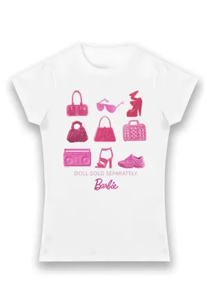 Barbie Doll Sold Separately Shoes & Handbags Ladies Fit T-Shirt - White