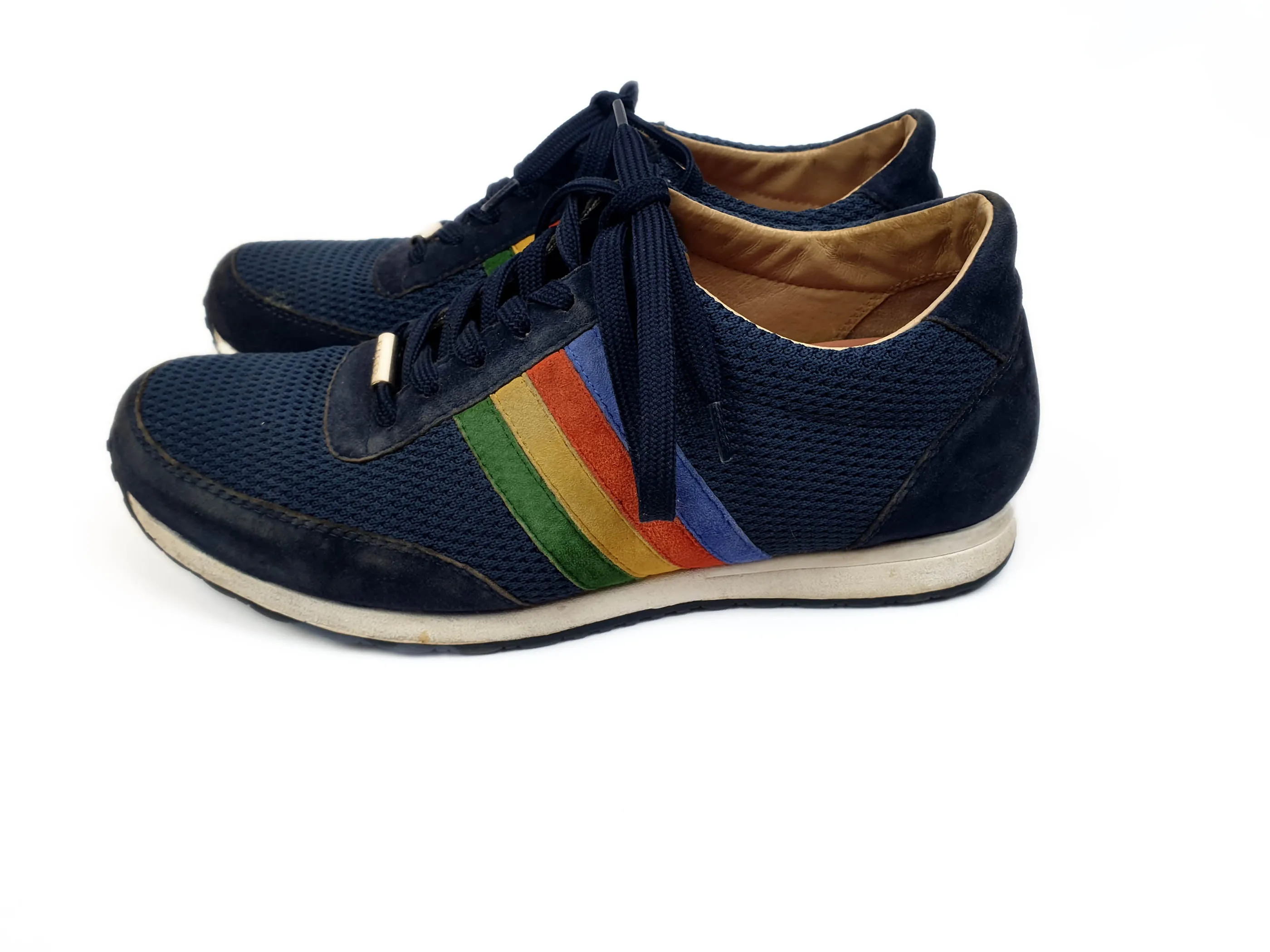 Bared navy runners with rainbow side detail size 39