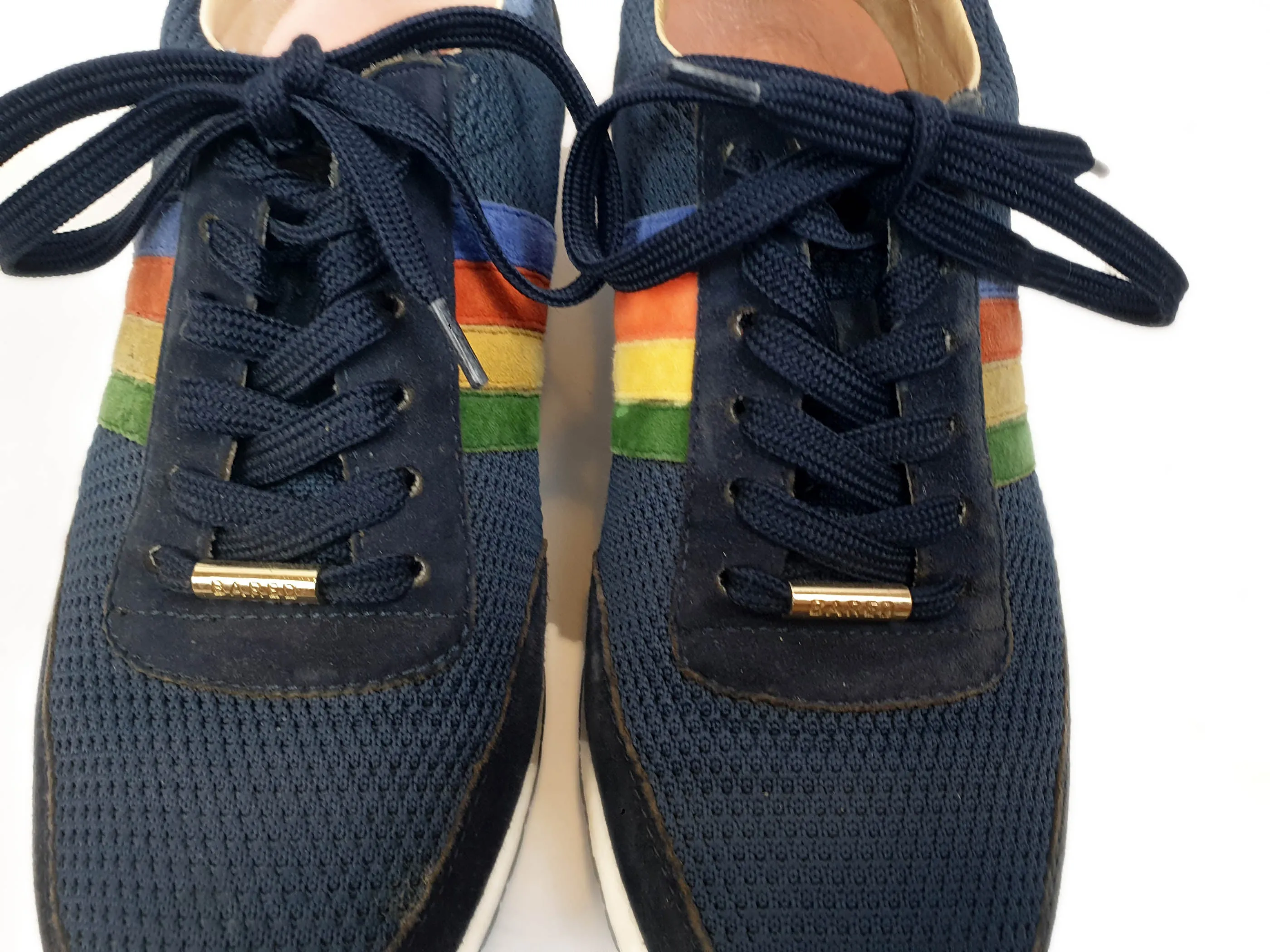 Bared navy runners with rainbow side detail size 39