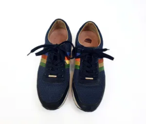 Bared navy runners with rainbow side detail size 39
