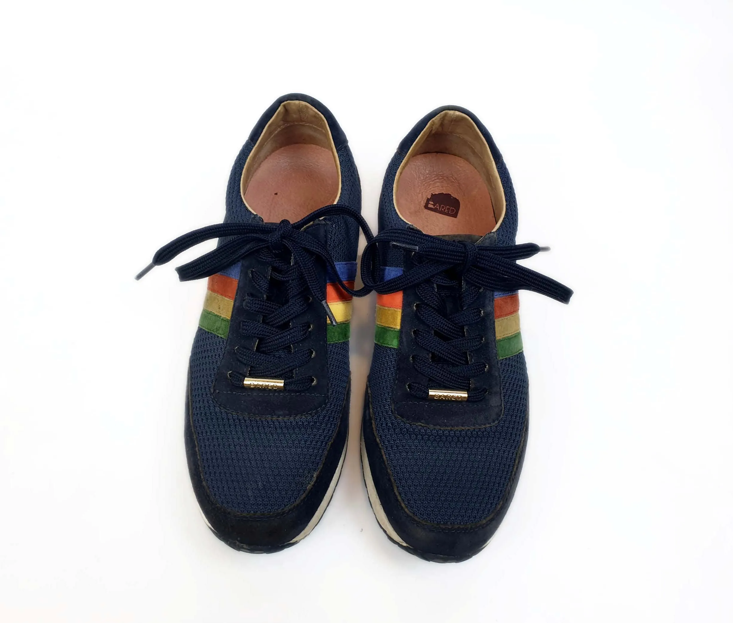 Bared navy runners with rainbow side detail size 39
