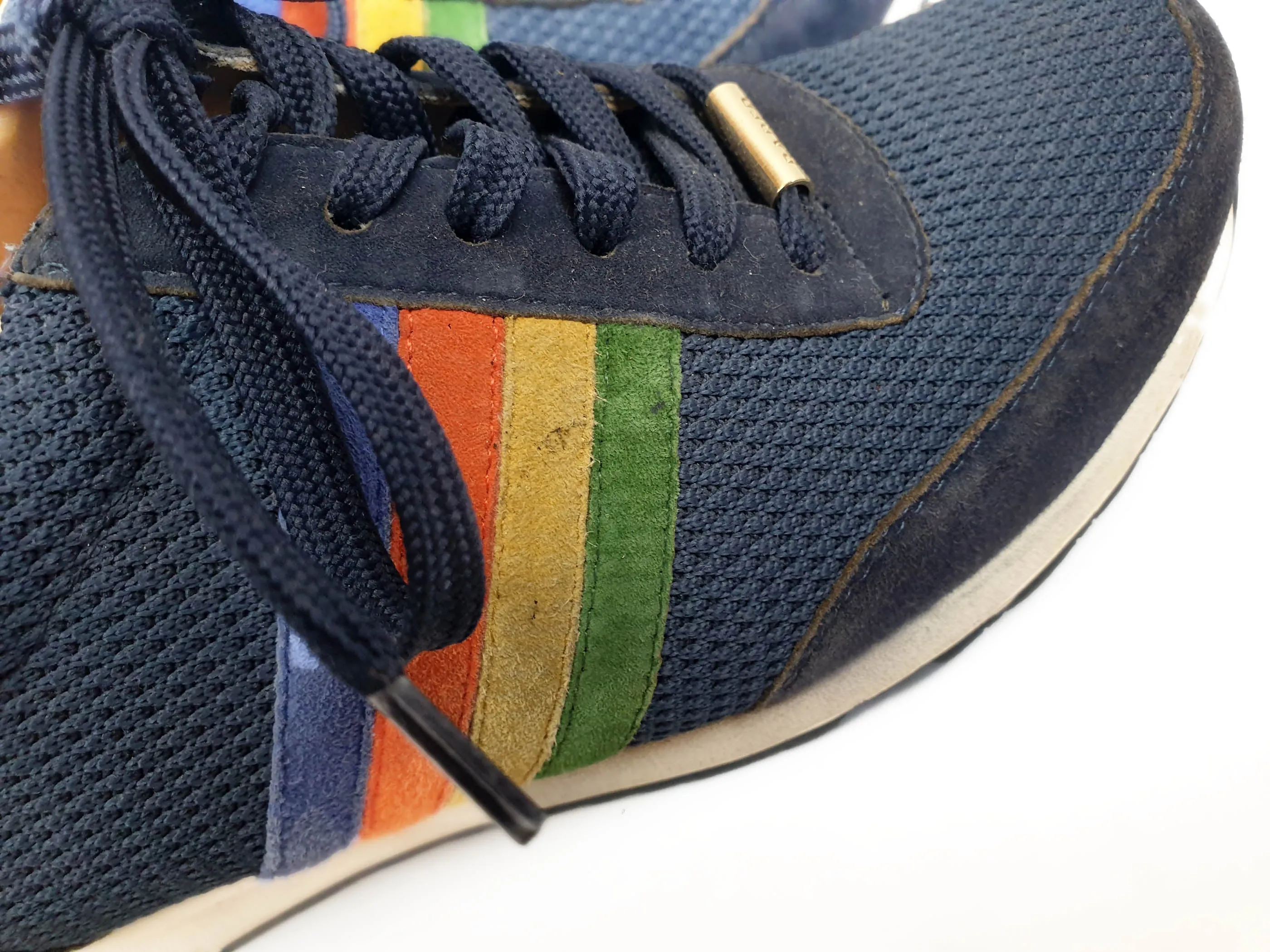 Bared navy runners with rainbow side detail size 39
