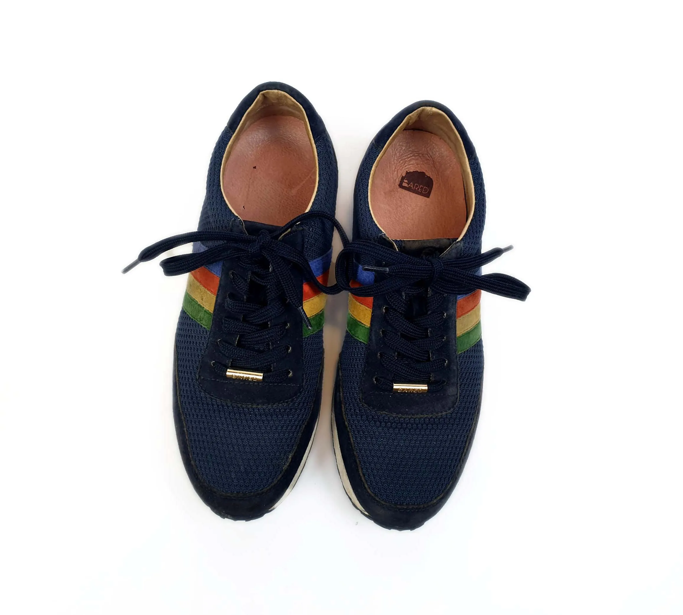 Bared navy runners with rainbow side detail size 39
