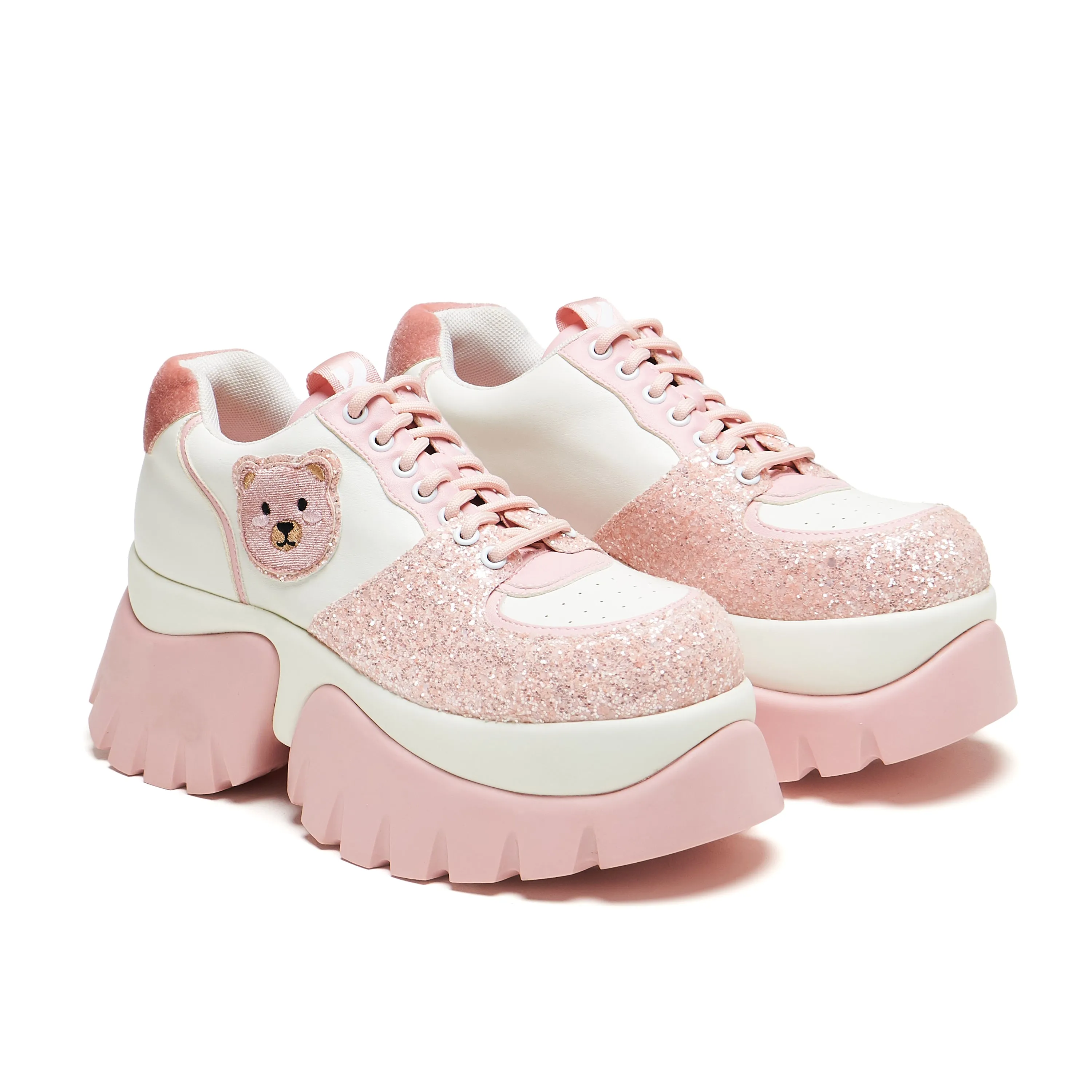 Bear Blushes Chunky Glitter Trainers - Pink