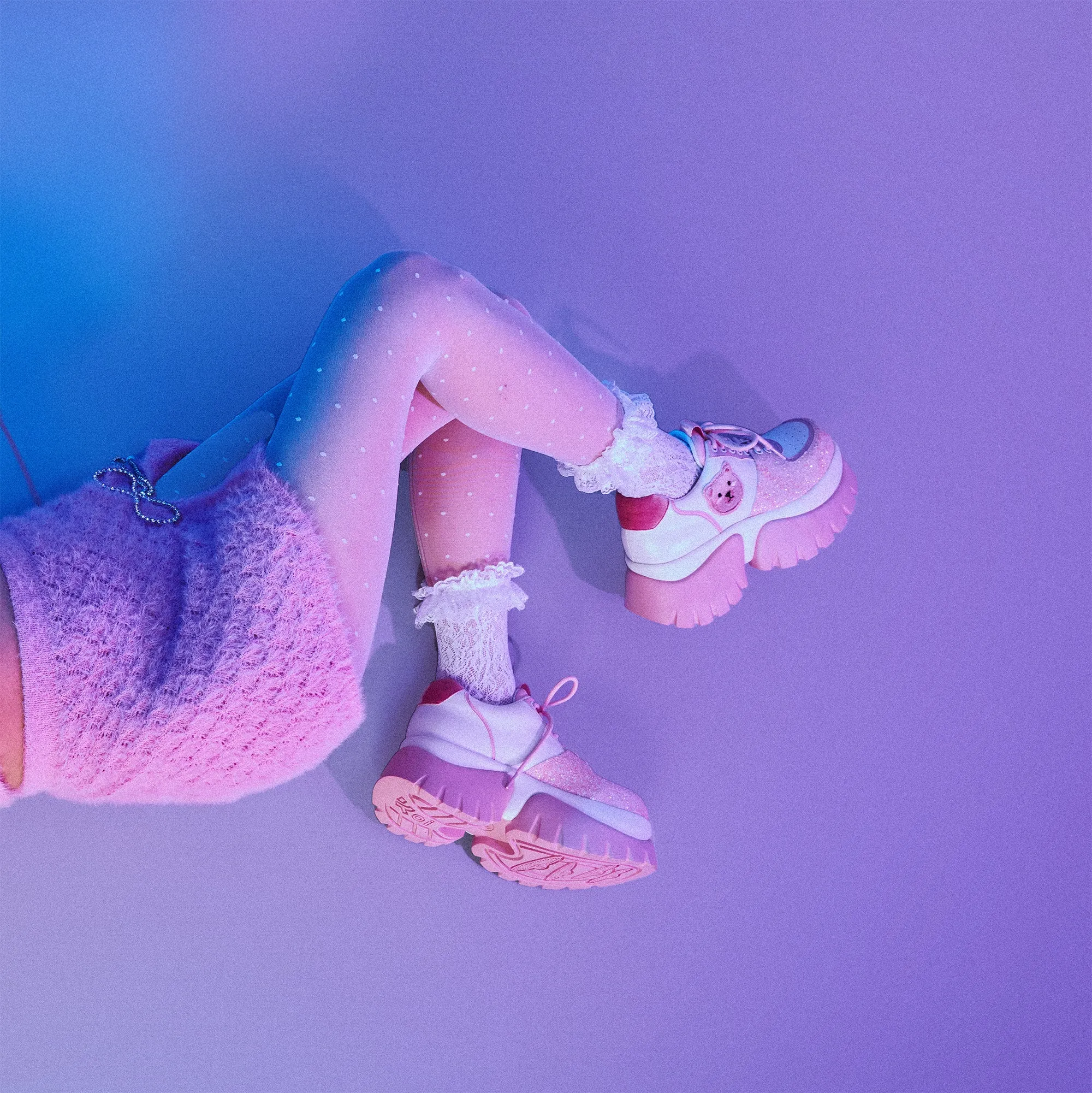 Bear Blushes Chunky Glitter Trainers - Pink