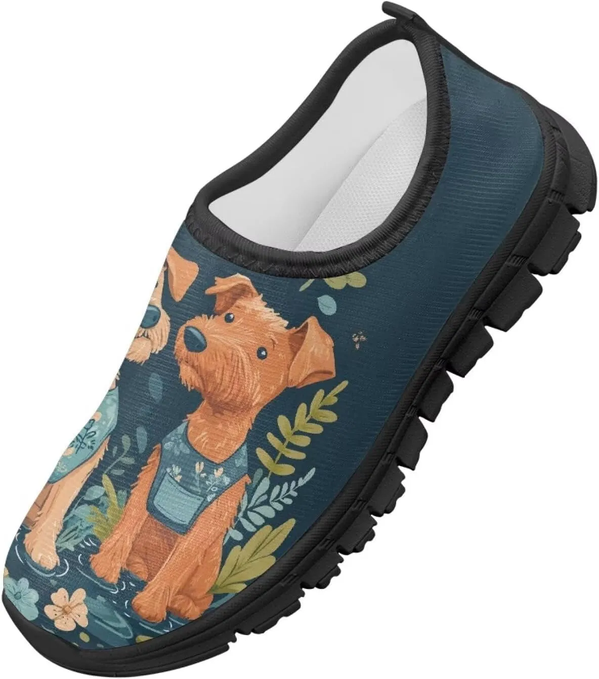 Big Kids Art Pattern Cute Casual Loafers Slip On Mesh Walking Shoes Comfortable Lightweight Kids Outdoor Travel Shoes for Boy Girl US Size 11-15