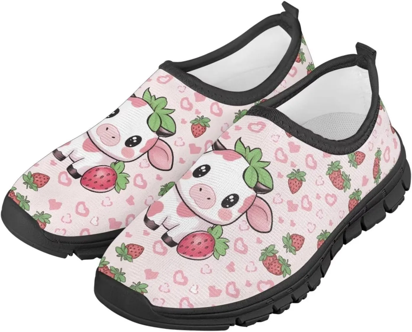 Big Kids Art Pattern Cute Casual Loafers Slip On Mesh Walking Shoes Comfortable Lightweight Kids Outdoor Travel Shoes for Boy Girl US Size 11-15