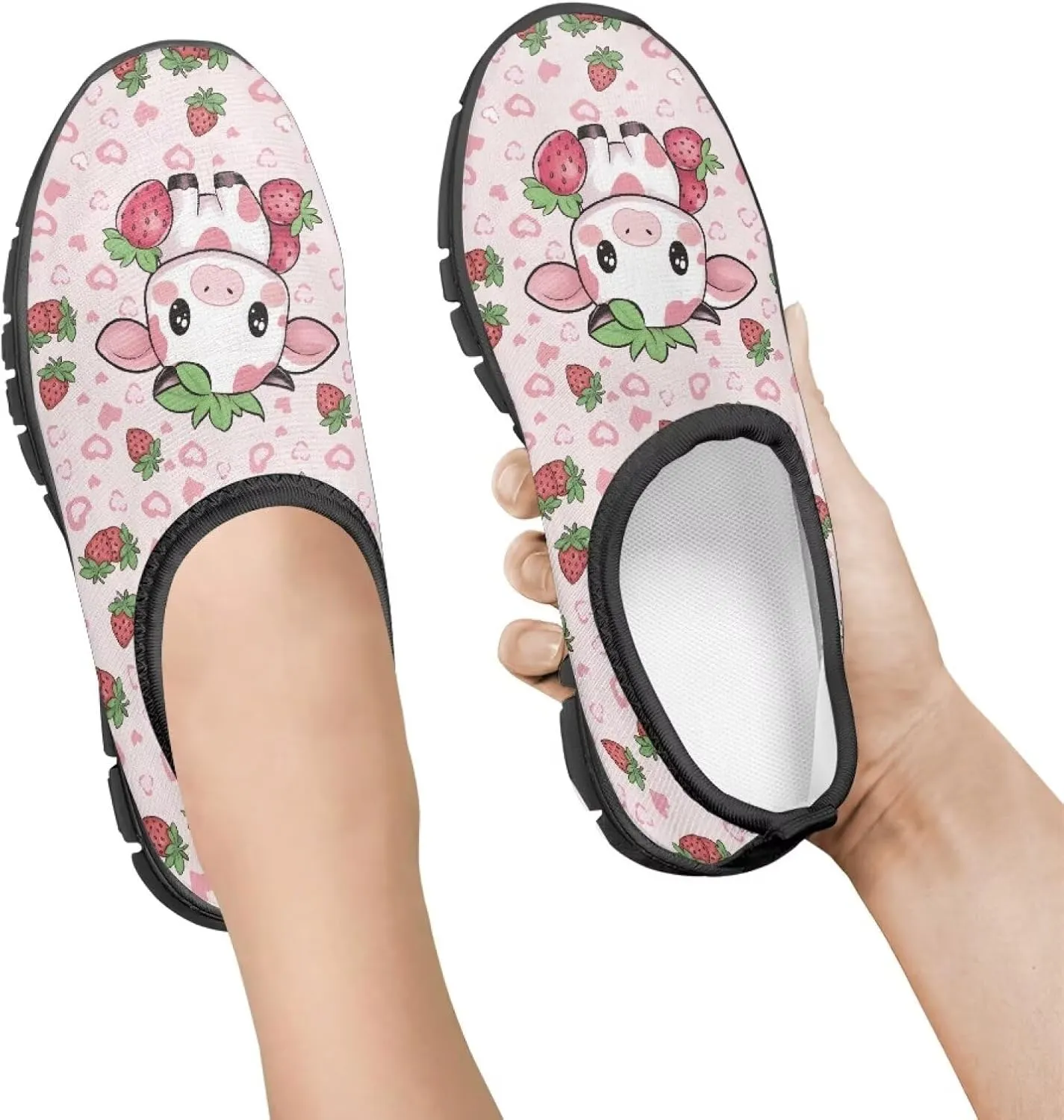 Big Kids Art Pattern Cute Casual Loafers Slip On Mesh Walking Shoes Comfortable Lightweight Kids Outdoor Travel Shoes for Boy Girl US Size 11-15