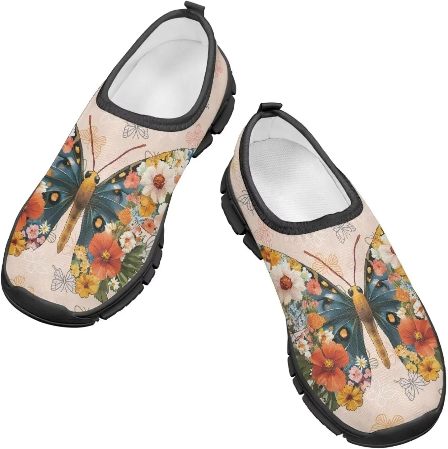 Big Kids Art Pattern Cute Casual Loafers Slip On Mesh Walking Shoes Comfortable Lightweight Kids Outdoor Travel Shoes for Boy Girl US Size 11-15