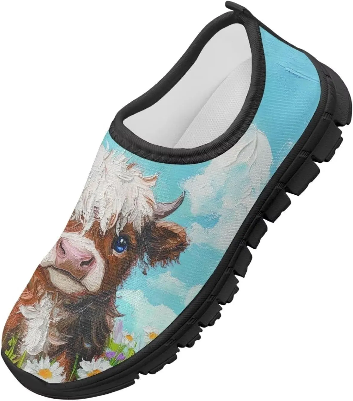 Big Kids Art Pattern Cute Casual Loafers Slip On Mesh Walking Shoes Comfortable Lightweight Kids Outdoor Travel Shoes for Boy Girl US Size 11-15