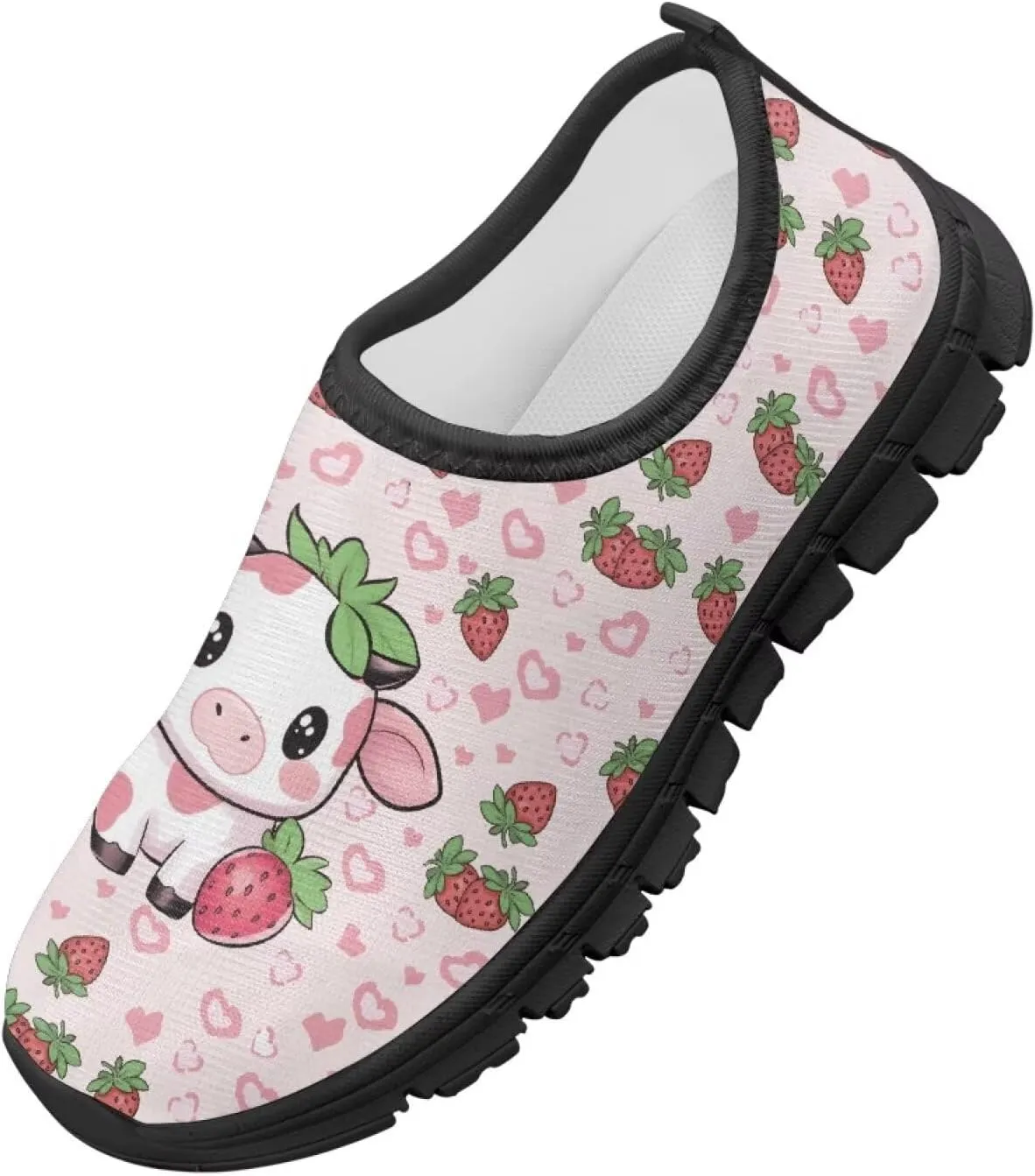 Big Kids Art Pattern Cute Casual Loafers Slip On Mesh Walking Shoes Comfortable Lightweight Kids Outdoor Travel Shoes for Boy Girl US Size 11-15