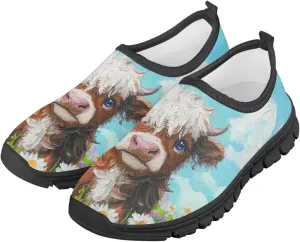 Big Kids Art Pattern Cute Casual Loafers Slip On Mesh Walking Shoes Comfortable Lightweight Kids Outdoor Travel Shoes for Boy Girl US Size 11-15