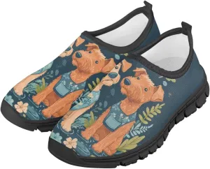 Big Kids Art Pattern Cute Casual Loafers Slip On Mesh Walking Shoes Comfortable Lightweight Kids Outdoor Travel Shoes for Boy Girl US Size 11-15